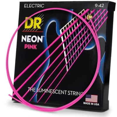 Image de Jeu de cordes guitare électrique DR Neon Lite rose NPE9 09 42