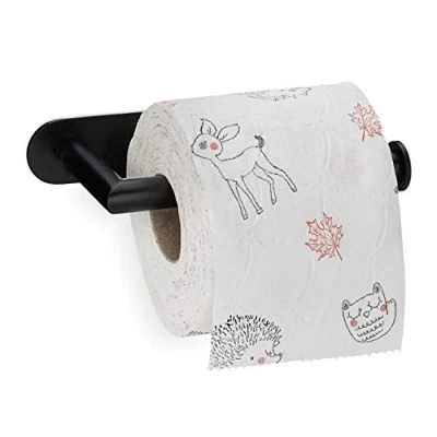 Afbeelding van Relaxdays Toiletrolhouder zonder boren wc rol houder zelfklevend mat zwart