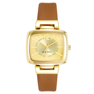 Afbeelding van Nine West Polshorloge NW/1856GPHY, Honing bruin/goud, met riem, strap