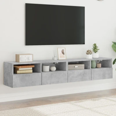 Afbeelding van Tv wandmeubels 2 st 80x30x30 cm bewerkt hout betongrijs