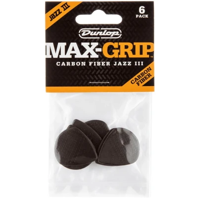 Afbeelding van Jim Dunlop Max Grip Plectrum Jazz III Carbon 1.38 mm 6 pack