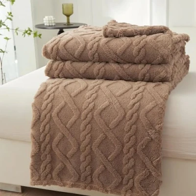 Afbeelding van Mezzar Zachte fleecedeken voor tweepersoonsbed, zetel, warm en comfortabel bed (chocoladebruin, 150 x 200 cm)