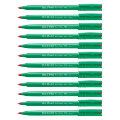 Afbeelding van Rollerpen Pentel R50 rood 0.4mm 12 stuks