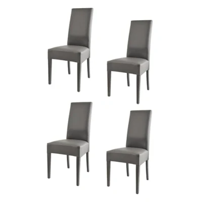 Afbeelding van Tommychairs Luisa Eetkamerstoelen Set van 4 Donker Grijs Kunstleer &amp; Hout