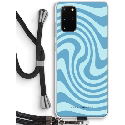Afbeelding van Case Company® hoesje met Koord geschikt voor Samsung Galaxy S20 Plus Swirl Blauw Telefoonhoesje Zwart Bescherming aan alle Kanten en Over de Schermrand