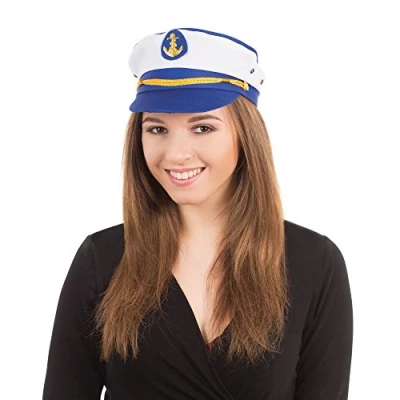 Afbeelding van Rubies Carnaval verkleed pet kapitein/zeeman blauw/wit volwassenen one size