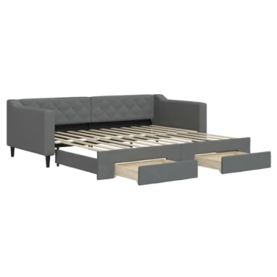 Image de vidaXL Lit de jour avec gigogne et tiroirs sans matelas 90x200 cm3197671