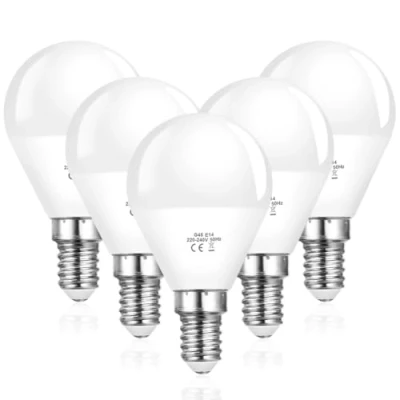 Afbeelding van Vicloon ledlampen, E14, 5 stuks, kleine ronde G45, led, energiezuinig, 600 lumen, 6500 K, koudwit, niet dimbaar, lamp, schroefbasis (40 W)