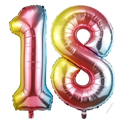 Afbeelding van Ballonnen cijfer 18 jaar 101 cm ballon verjaardag decoratie helium