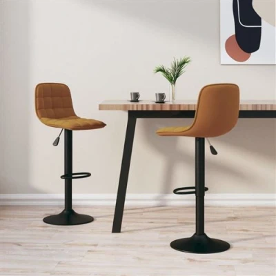 Image de vidaXL Tabourets de bar lot 2 marron velours333989