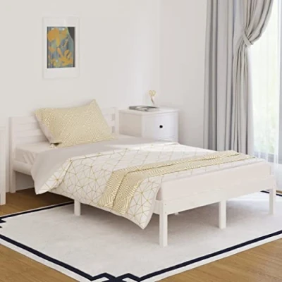 Afbeelding van vidaXL Bedframe, massief grenenhout, 120 x 200 cm, wit