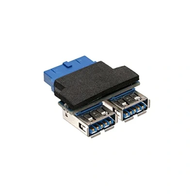 Image de InLine Adaptateur interne vers externe USB type A (F) pour tête 19 broches 3.0 5 cm