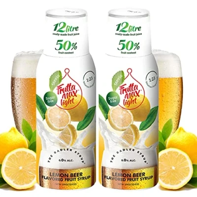 Afbeelding van FruttaMax Low Carb Fitnesssiroop, suikervrij, met stevia, 50 60% fruitgehalte (2 x 500 ml), citroen radler light), 2 stuks