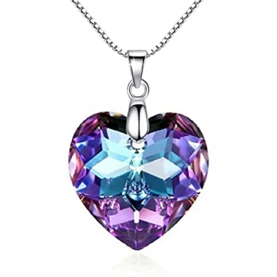 Afbeelding van Crystalline Azuria Damesketting met hartvormige hanger van 925 sterling zilver, Kristal, Kristal