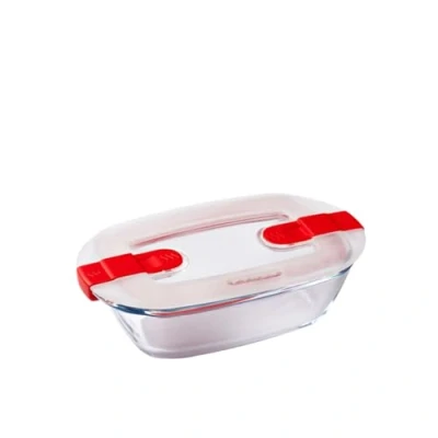 Image de Pyrex Cook &amp; Heat Plat Rectangulaire en Verre avec Couvercle Hermétique Spécial Micro Ondes Boîte de Conservation Cuisinez au Four, Conservez et Réchauffez
