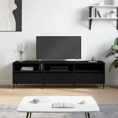 Afbeelding van Tv meubel 150x30x44,5 cm bewerkt hout zwart