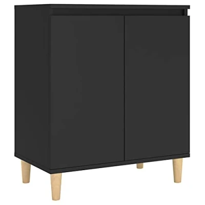 Afbeelding van vidaXL Dressoir met massief houten poten zwart bewerkt hout