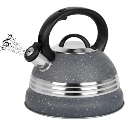 Afbeelding van Belle Vous Grey Whistling Tea Kettle 3L Pot for Stovetop/Induction Stove Top Stainless Steel Hot Water Camping Teapot Tea/Coffee