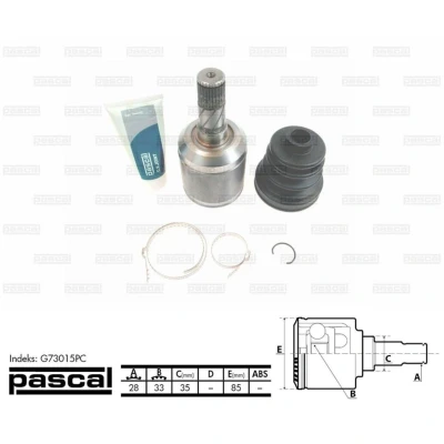 Afbeelding van PASCAL G73015PC Homokineet Versnellingsbak zijde, Vooras links MAZDA: 6 Hatchback