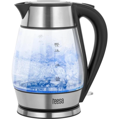 Afbeelding van Teesa TSA1512B Elektrische glazen waterkoker, 1,7 liter, roestvrijstaal/zwart