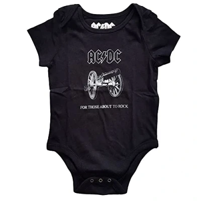 Afbeelding van AC/DC Rompers About To Rock Band Logo Nieuw Officieel Zwart 0 TB 24 maanden, zwart.