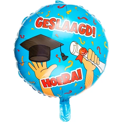 Afbeelding van Hoera Geslaagd Cartoon Folieballon 46cm