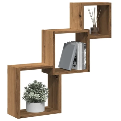 Afbeelding van vidaXL Wandplanken kubus 68x15x68cm bewerkt hout artisanaal eikenkleur
