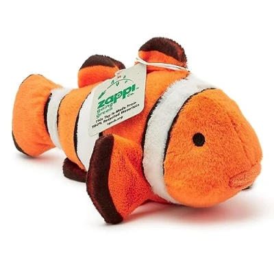 Afbeelding van Zappi Co Pluche speelgoed van 100% gerecycled Clownvis (22 cm lang), milieuvriendelijke dierencollectie, zacht en knuffelig, voor pasgeborenen, eerste kinderen