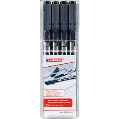 Afbeelding van edding 1880 ass. drawliner 0.1/0.3/0.5/0.7 zwart 4ST 0,2/0,3/0,5/0,7 mm / 4