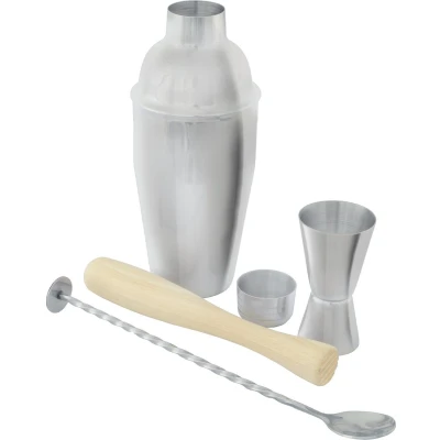 Afbeelding van Point Virgule 4 delige Cocktailset Met Barlepel Cocktailmaatje Cocktailstamper &amp; Cobbler Shaker