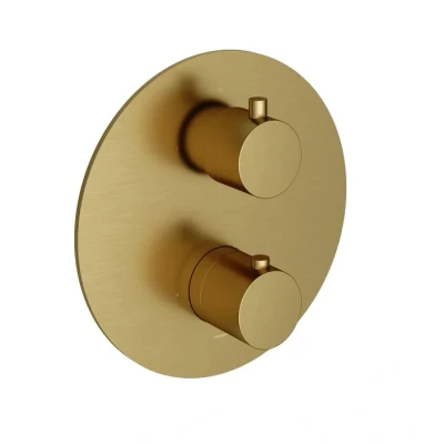 Afbeelding van HotBath Cobber Inbouw Thermostaat Afbouwdeel CB009EXT Geborsteld Messing PVD