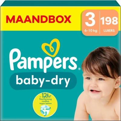 Afbeelding van Pampers Baby Dry Luiers Maat 3 (6 10 kg) 198 stuks Multi Pack