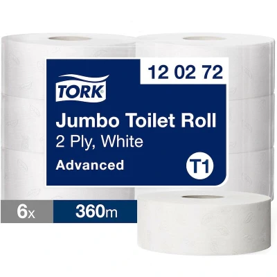 Afbeelding van Tork Advanced toiletpapier jumbo 2 lgs wit 360 mtr x 10 cm pak à 6 rol (120272)