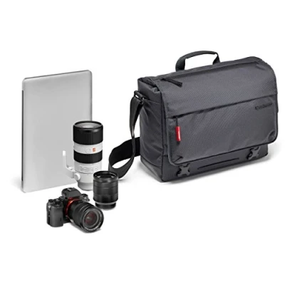 Afbeelding van Manfrotto Manhattan Messenger Speedy 10 Camera Bag, Multiuse, for Carrying and Accessories, in Water Repellent Material, Photography Bag with PC Tablet Compartment, Tripod Holder