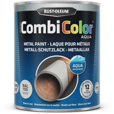 Afbeelding van Rust Oleum CombiColor Aqua Metaallak Hoogglans RAL7035 750ml Duurzaam Waterbasis