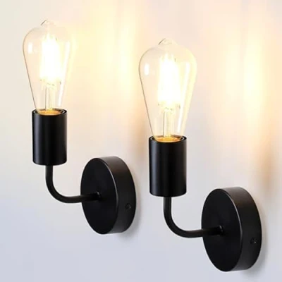 Afbeelding van TYhogar 2 Pièces Applique Murale Interieur Industrielle Mural Fer Rétro Lampe Vintage Appliques Wall E27 Decoration pour Chambre Salon Couloir Bar Salle de Bains