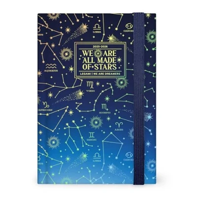 Image de Legami Agenda journalier photographique 2025 2026, Stars, 16 mois moyen, de septembre à décembre fermeture par élastique, papier certifié FSC, 12 x 18 cm