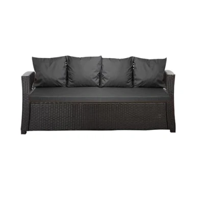 Afbeelding van Setgarden® Buitenkussen Voor tuinbank, polyrotan tuinbank Hollywood schommelbank Antraciet, 180 x 60 50 cm
