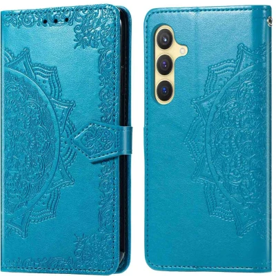 Afbeelding van imoshion Hoesje Geschikt voor Samsung Galaxy S25 Met Pasjeshouder Mandala Bookcase Turquoise