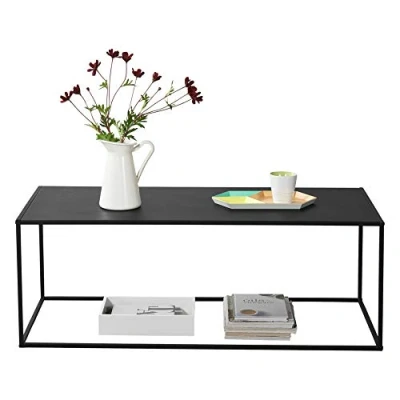 Afbeelding van [en.casa] Consoletafel 40x110x50 cm zwart mat