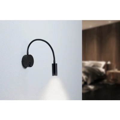 Afbeelding van LED Wandlamp/Bedlamp 3W, Flexibel, Warm Wit, Zwart