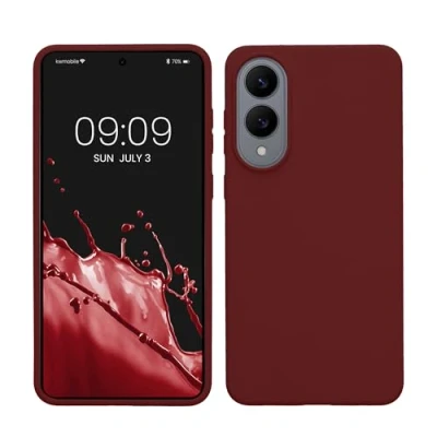 Afbeelding van kwmobile telefoonhoesje geschikt voor Samsung Galaxy S25 Edge Hoesje met siliconen coating Smartphone case in bordeaux violet