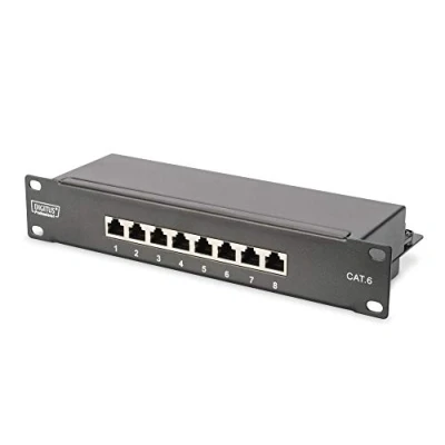 Afbeelding van DIGITUS Patchpaneel Cat. 6 8 poorten RJ45 stopcontacten montage in 10 inch 1U LSA verdeelpaneel afgeschermd zwart