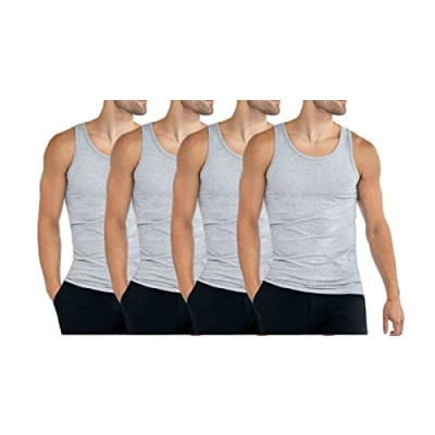 Afbeelding van Set van 4 klassieke katoenen tanktops voor heren, grijs.