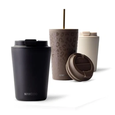 Afbeelding van MAMEIDO Thermosbeker, 350 ml, waterdichte koffiethermos, roestvrij staal, BPA vrije thermobeker, koffie (rijk zwart, 0,35 l)