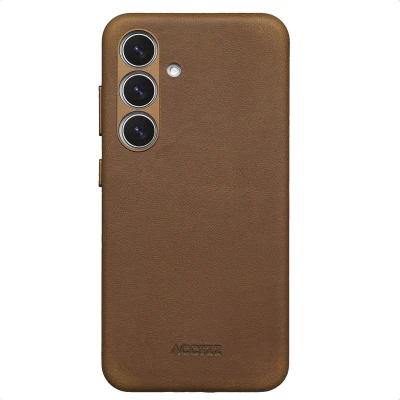 Afbeelding van Accezz Hoesje geschikt voor Samsung Galaxy S24 / S25 Vintage Leather MagSafe Backcover Tabacco Cognac