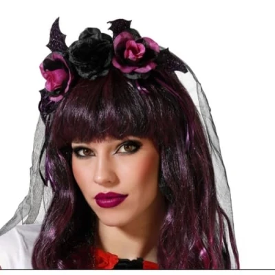 Afbeelding van Halloween/horror verkleed diadeem/tiara dark zombie queen kunststof dames/meisjes