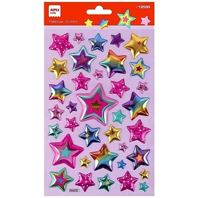 Afbeelding van APLI Kids 19599 Maxi Stars stickers, 1 vel met 37 permanente zelfklevende ideaal voor scrapbooking, doe het zelf decoratie