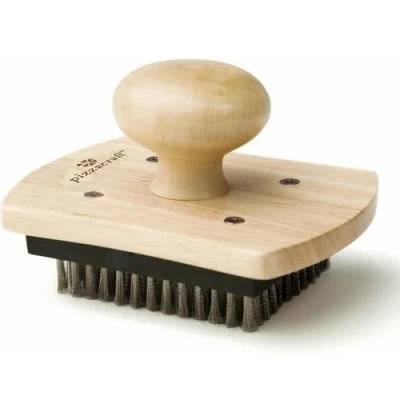 Afbeelding van Brosse pour Pierre à Pizza 10 x 13 cm, Manche en Bois Dur, Poils Acier Inoxydable