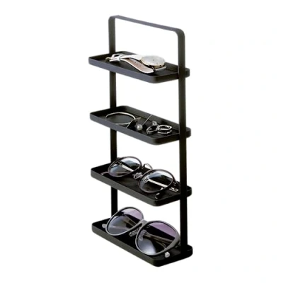 Afbeelding van Yamazaki Home dienblad met 4 etages van staal voor accessoires en opslag, sieradenorganizer, legering, zwart, Eén maat